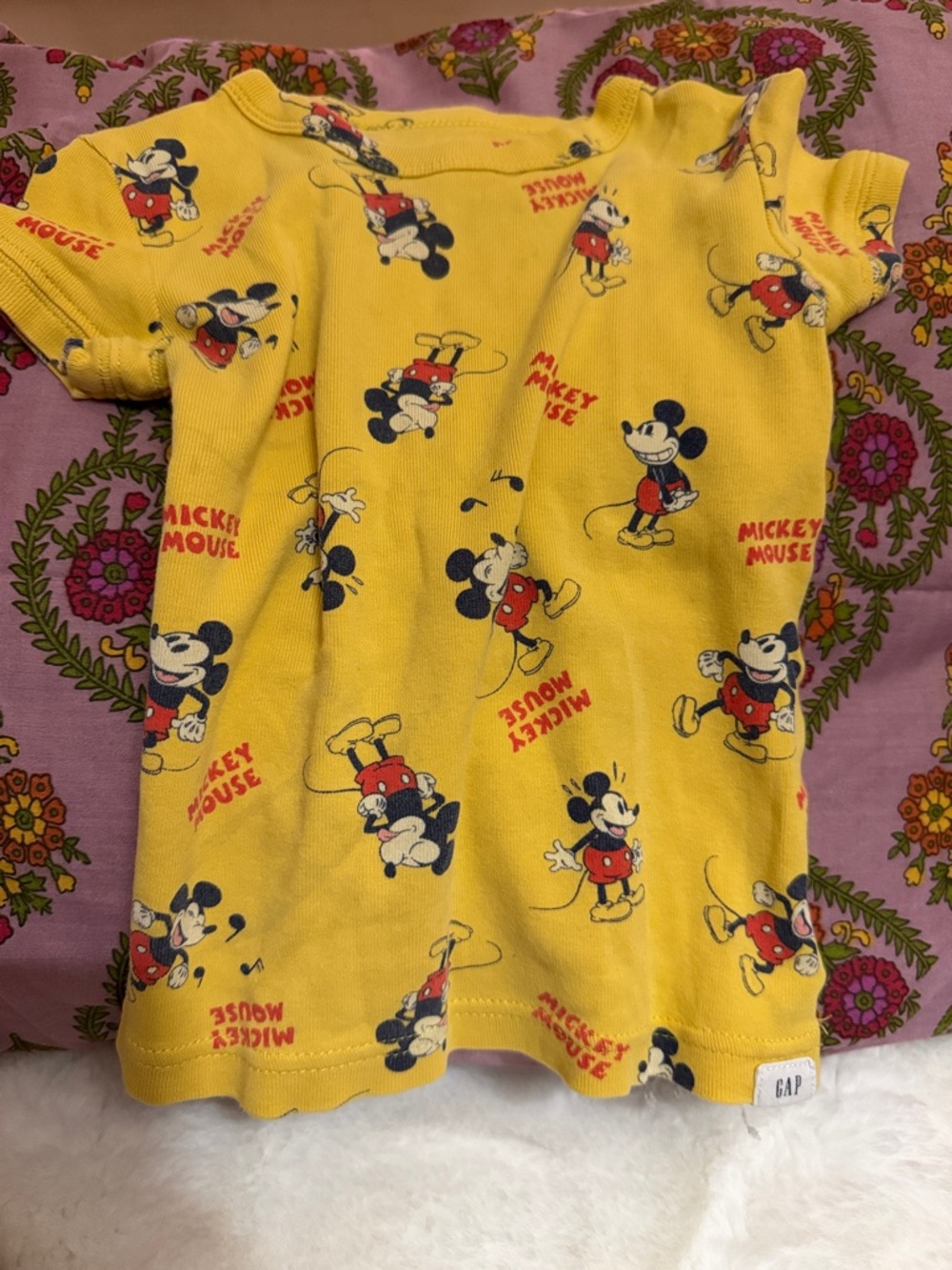GAP Yellow Mickey Mouse Short PJ Tee set and with Red & Black Accents.  SO CUTE